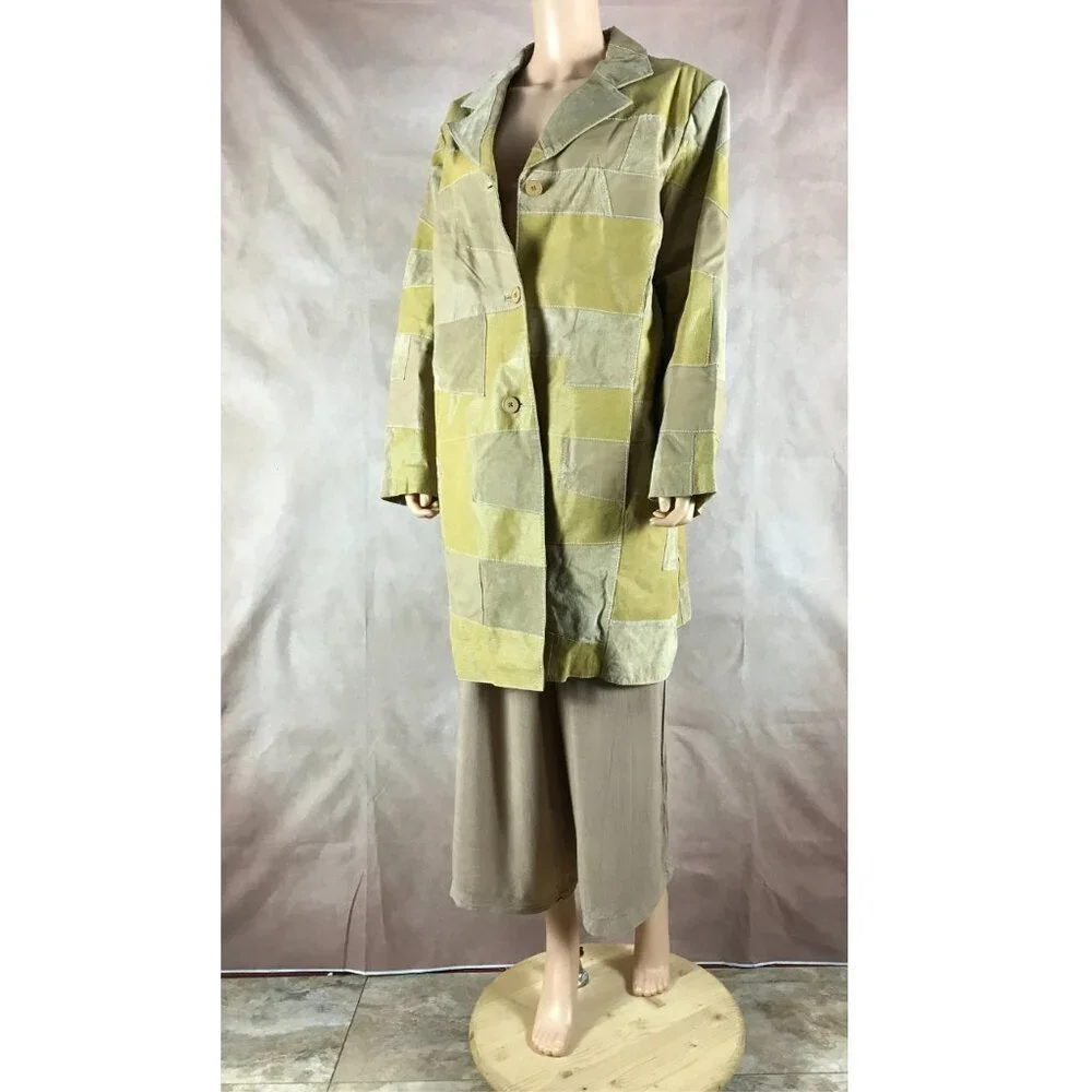 Plus Size 3X/4X Vintage Leather Patchwork Jacket VIA ACCENTI - Picture 11 of 15